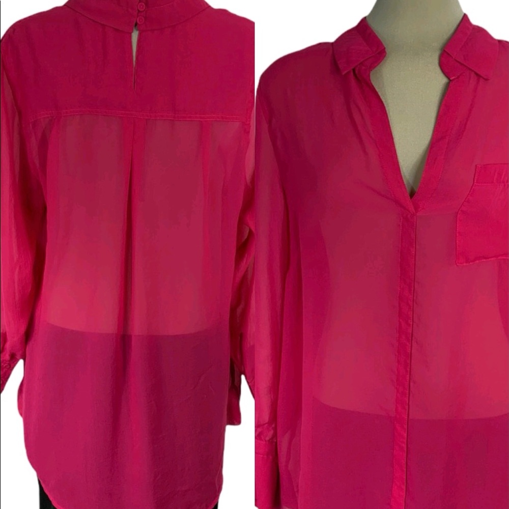 Addition Elle Fuchsia long sleeve blouse Size 14
